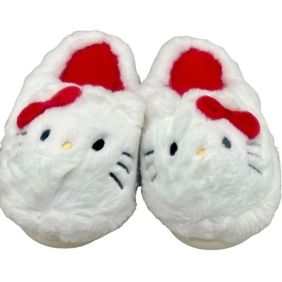 HELLO KITTY Cozy Slippers White Faux Fur Kawaii Women’s Size 8 - 8.5 NEW - Picture 6 of 9